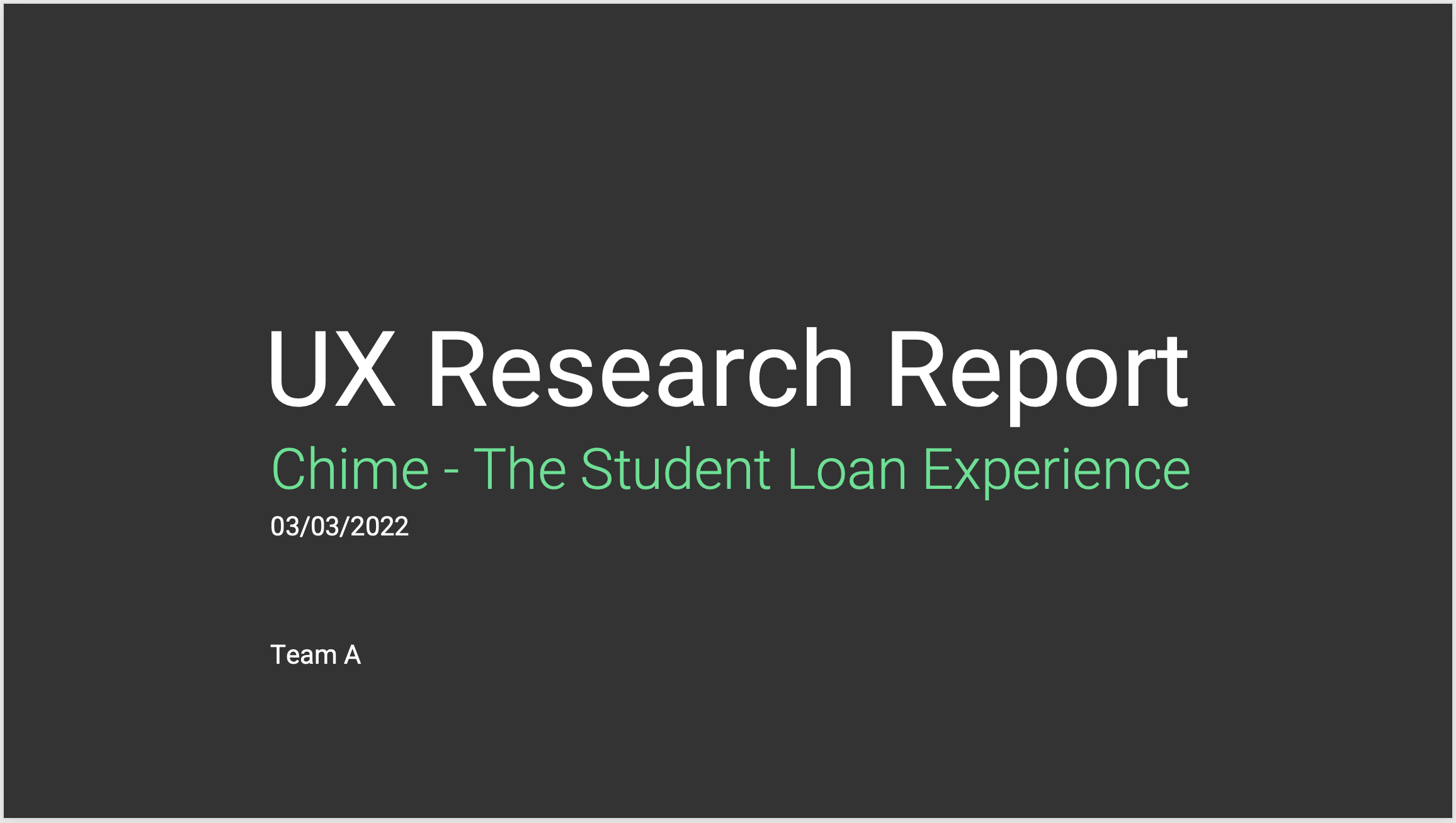Student Loan Experience - User Research Report